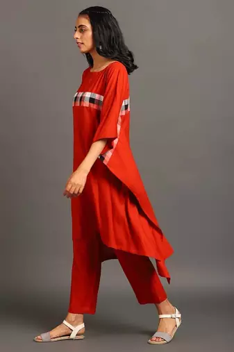 Orange cotton silk orange free spirit co-ord set