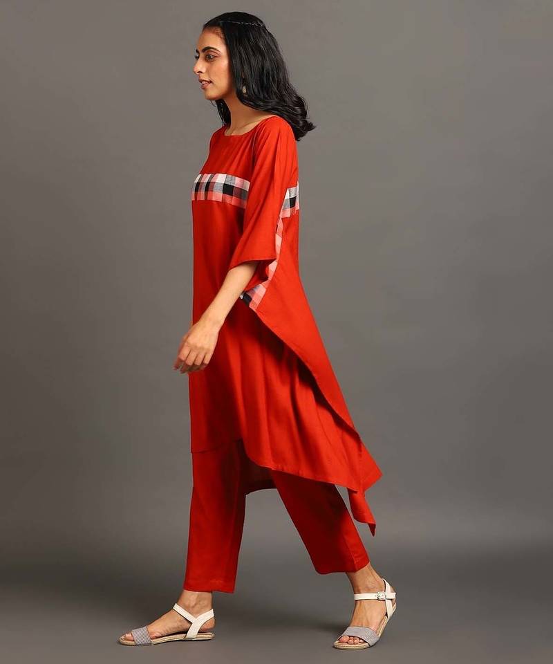 Orange cotton silk orange free spirit co-ord set