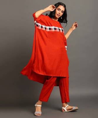 Orange cotton silk orange free spirit co-ord set 4