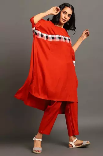 Orange cotton silk orange free spirit co-ord set