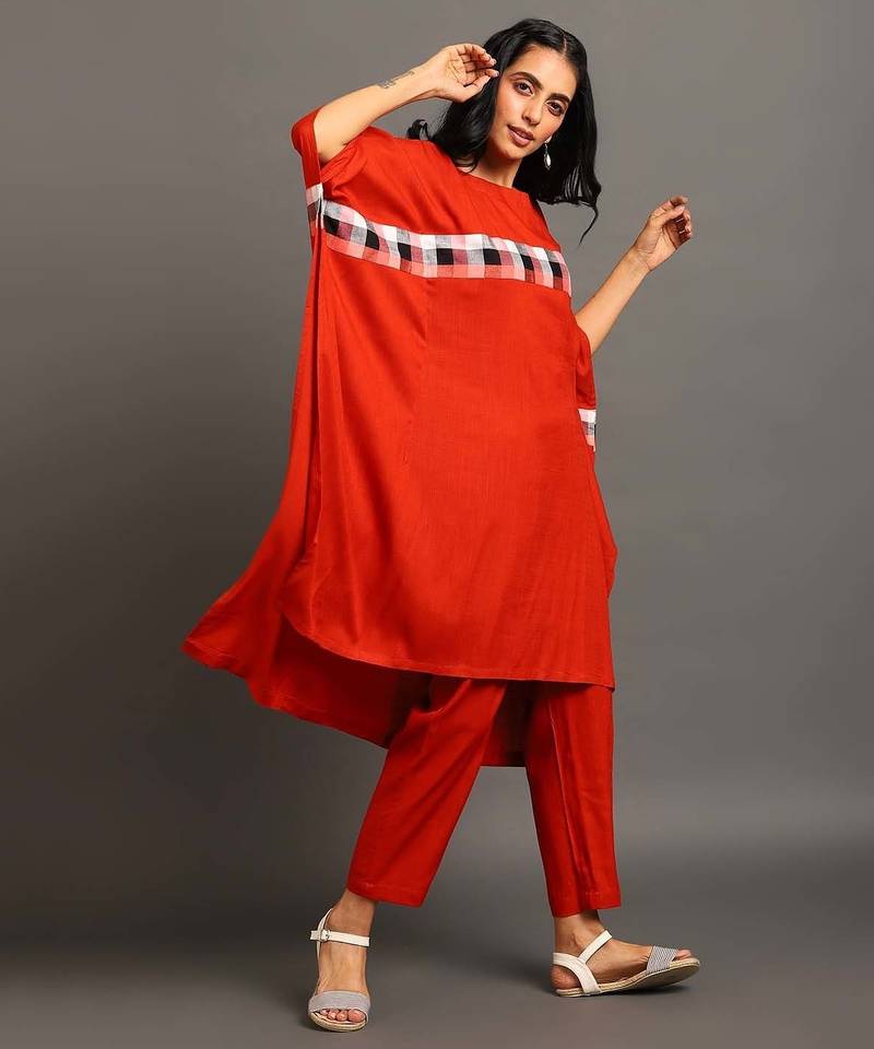 Orange cotton silk orange free spirit co-ord set