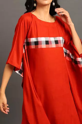 Orange cotton silk orange free spirit co-ord set