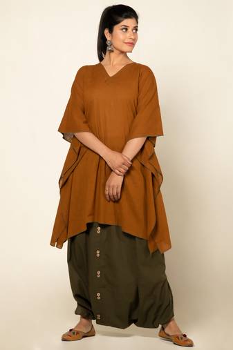 Mustard/army green cotton linen mustard sufi sage co-ord set