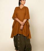 Mustard/army green cotton linen mustard sufi sage co-ord set