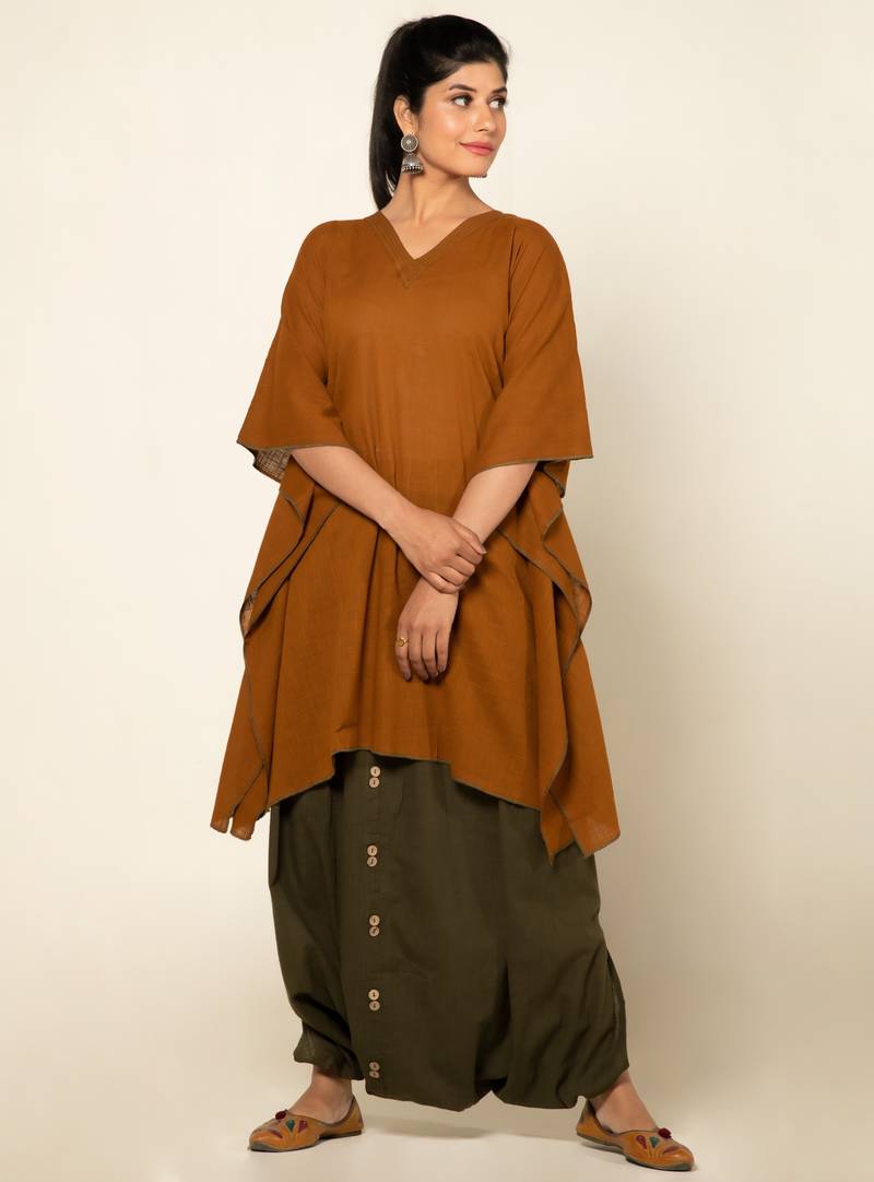 Mustard/army green cotton linen mustard sufi sage co-ord set