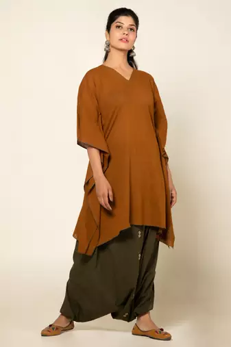 Mustard/army green cotton linen mustard sufi sage co-ord set