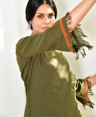 Mustard/army green cotton linen olive  uns co ord set 2