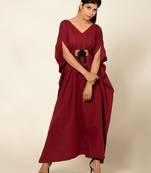 Maroon cotton linen maroon boho chic long jumpsuit