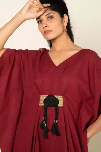 Maroon cotton linen maroon boho chic long jumpsuit