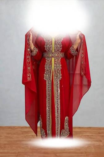 Luxurious Red Kaftan With Gold Work Stitched Dress
