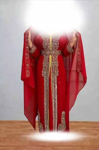 Luxurious Red Kaftan With Gold Work Stitched Dress