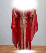 Luxurious Red Kaftan With Gold Work Stitched Dress