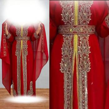 Luxurious Red Kaftan With Gold Work Stitched Dress 3