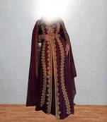 Luxurious Burgundy Kaftan With Gold Work Stitched Dress
