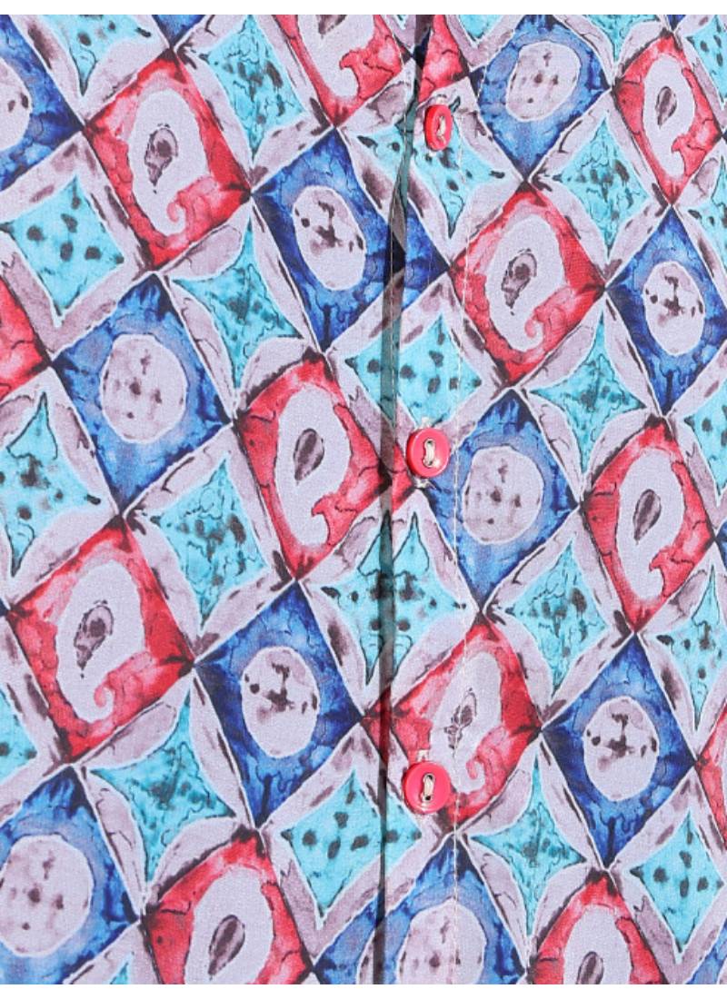  men's polyester geomatrical printed regular shirt (multi)