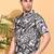  men's polyester floral printed regular shirt (black)