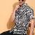  men's polyester floral printed regular shirt (black)
