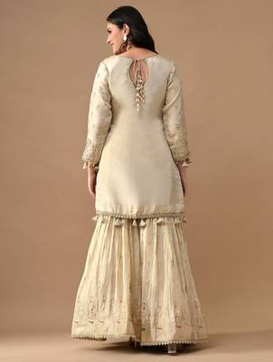 Golden tissue embroidered gharara set 2
