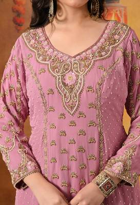 Pink georgette embroidered gharara set 5