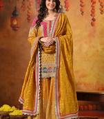 Yellow banarasi embroidered gharara set