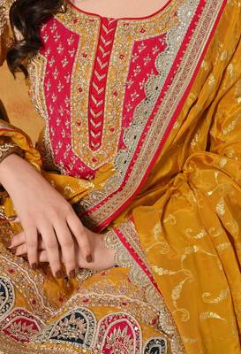 Yellow banarasi embroidered gharara set 5