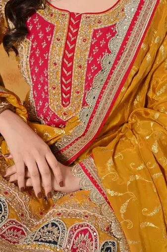 Yellow banarasi embroidered gharara set