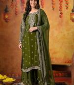 Green chiffon embroidered sharara set