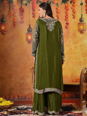 Green chiffon embroidered sharara set 2
