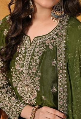 Green chiffon embroidered sharara set 5
