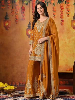 Yellow chiffon embroidered sharara set 4