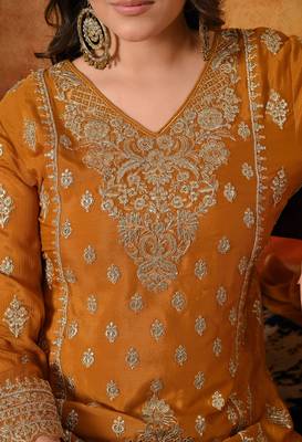 Yellow chiffon embroidered sharara set 5