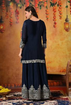 Blue chiffon embroidered lehenga set 2