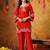 Red silk embroidered kurti set