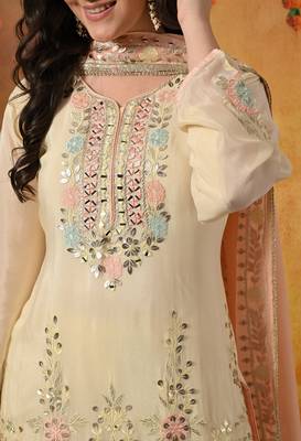Yellow chiffon embroidered sharara set 5