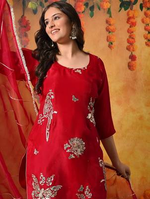 Pink tissue embroidered gharara set 5