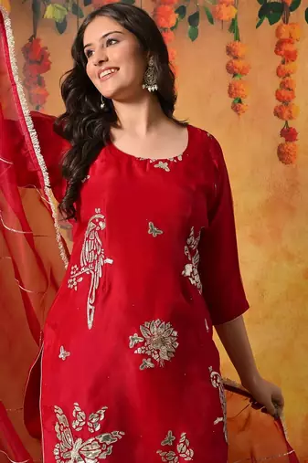 Pink tissue embroidered gharara set