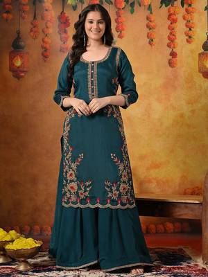 Green organza embroidered sharara set 3