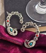 Floral mirage peacock earcuff