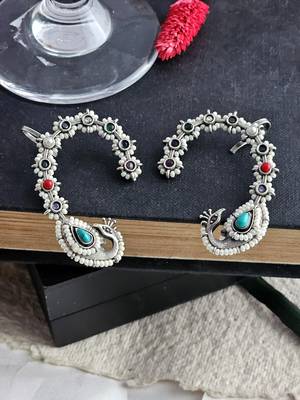 Floral mirage peacock earcuff 2