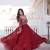 Maroon faux georgette zari pipe embroidered work designer gown