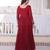 Maroon faux georgette zari pipe embroidered work designer gown
