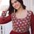 Maroon faux georgette zari pipe embroidered work designer gown