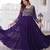 Purple faux georgette zari pipe embroidered work designer gown