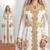 Luxurious White Kaftan With Gold Work Stitched Dress