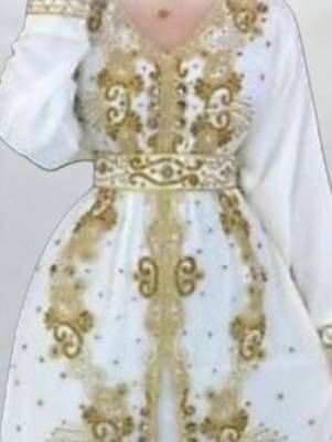 Luxurious White Kaftan With Gold Work Stitched Dress 2