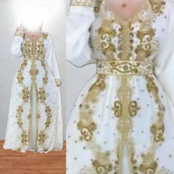 Luxurious White Kaftan With Gold Work Stitched Dress 3
