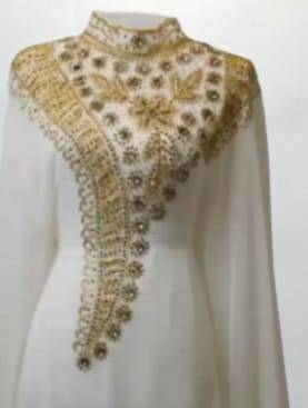 Luxurious White Kaftan With Gold Work Stitched Dress 2