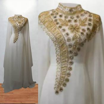 Luxurious White Kaftan With Gold Work Stitched Dress 3