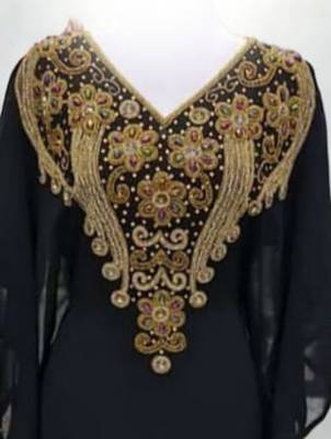 Luxurious Black Kaftan With Gold Work Stitched Dress 2