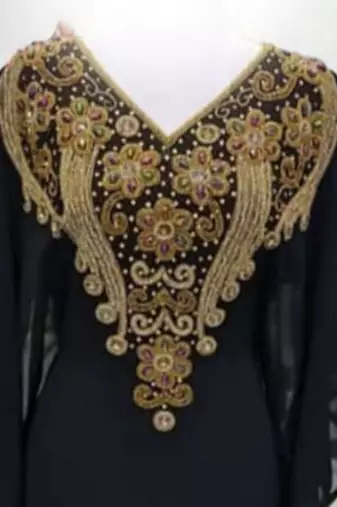 Luxurious Black Kaftan With Gold Work Stitched Dress